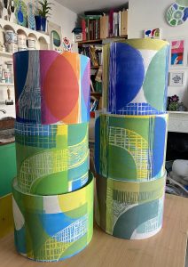colourful lampshades