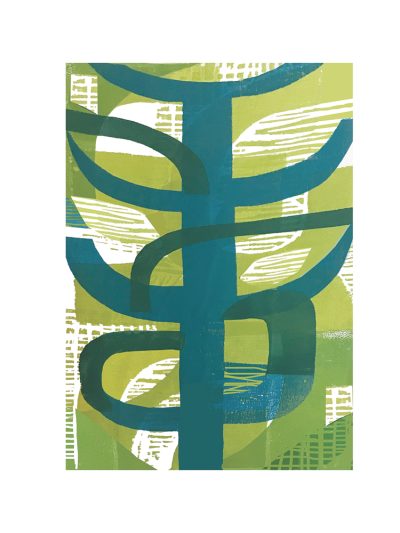 Vertical Form no I print from an original woodcut and stamp print.