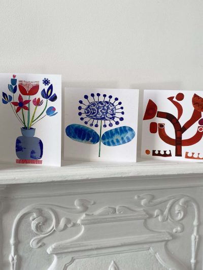 Set of 4 flower greeting cards.