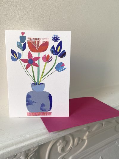 vase of flowers card and envelope