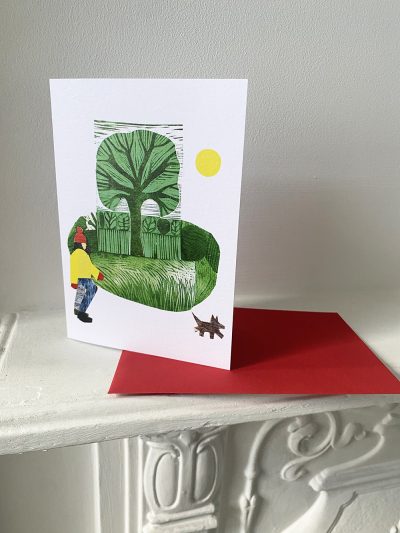 walking the dog card and envelope