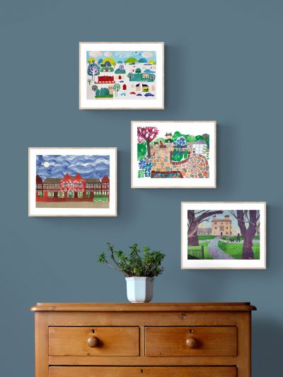 hillsborough prints on a wall together