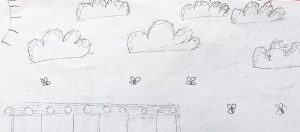 A drawing of clouds by a KS2 child