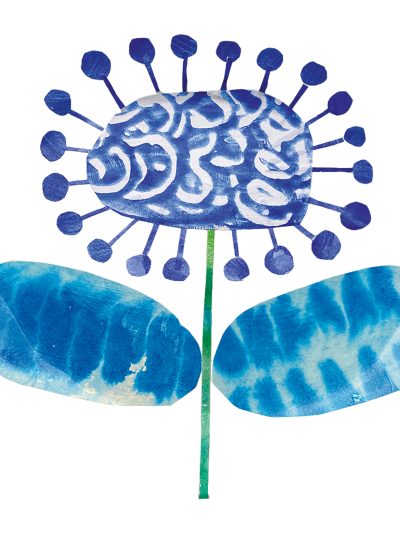 Blue decorative abstract flower collage