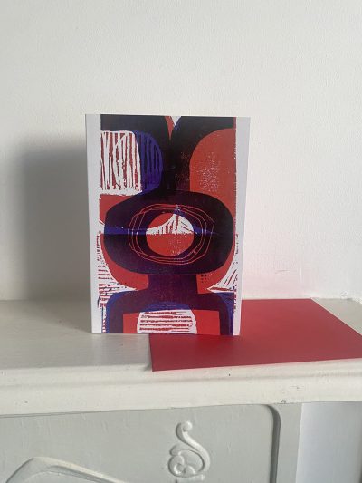 Composition red and blue card and envelope