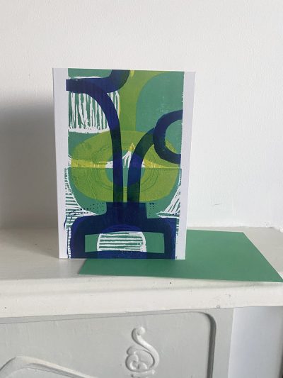 Greens and blues No l card and envelope