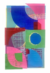 Fabrication wood, linocut and stamp cut print