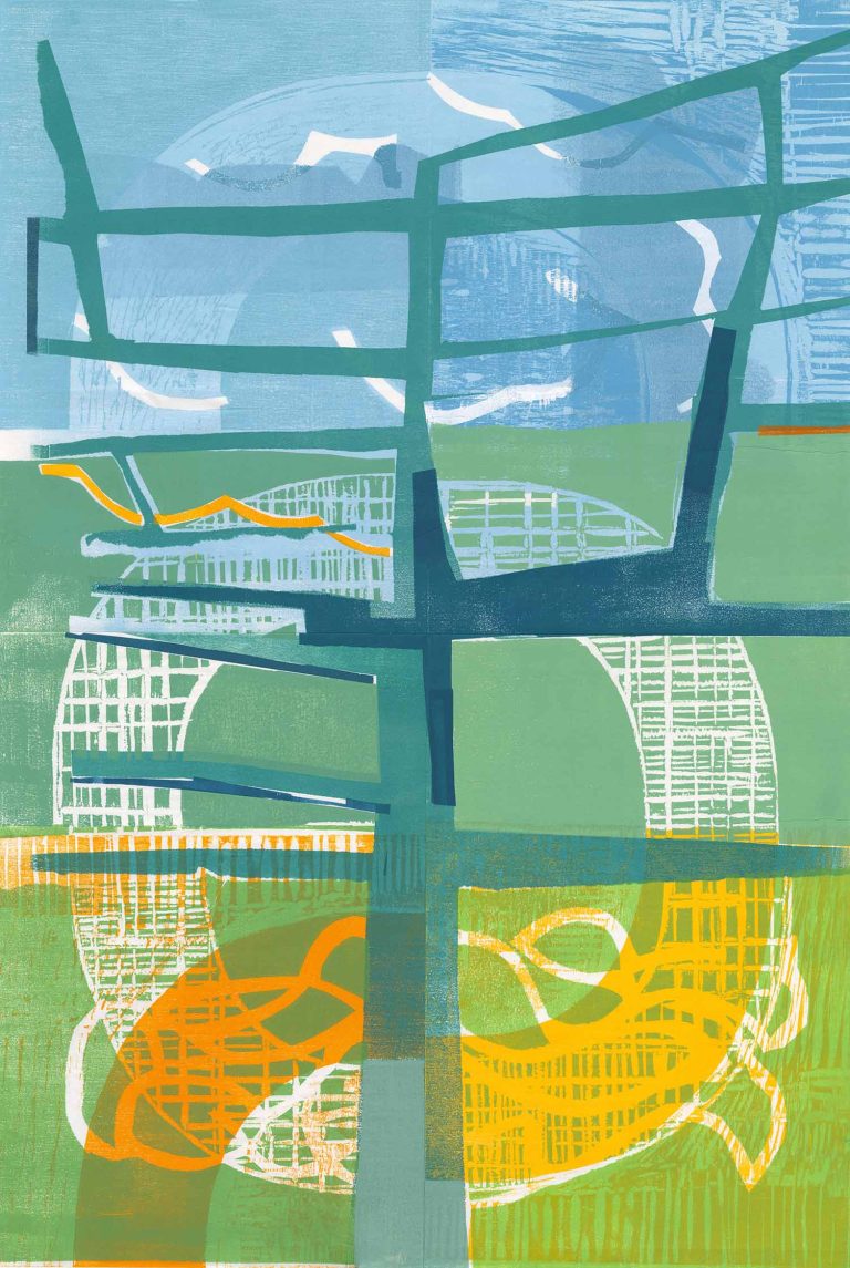 Calm before - woodcut print