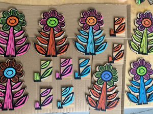 Flowers waiting for archival varnish