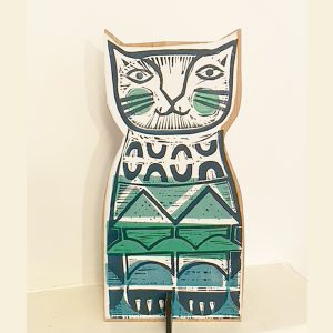 Clever Cat printed wooden ornament