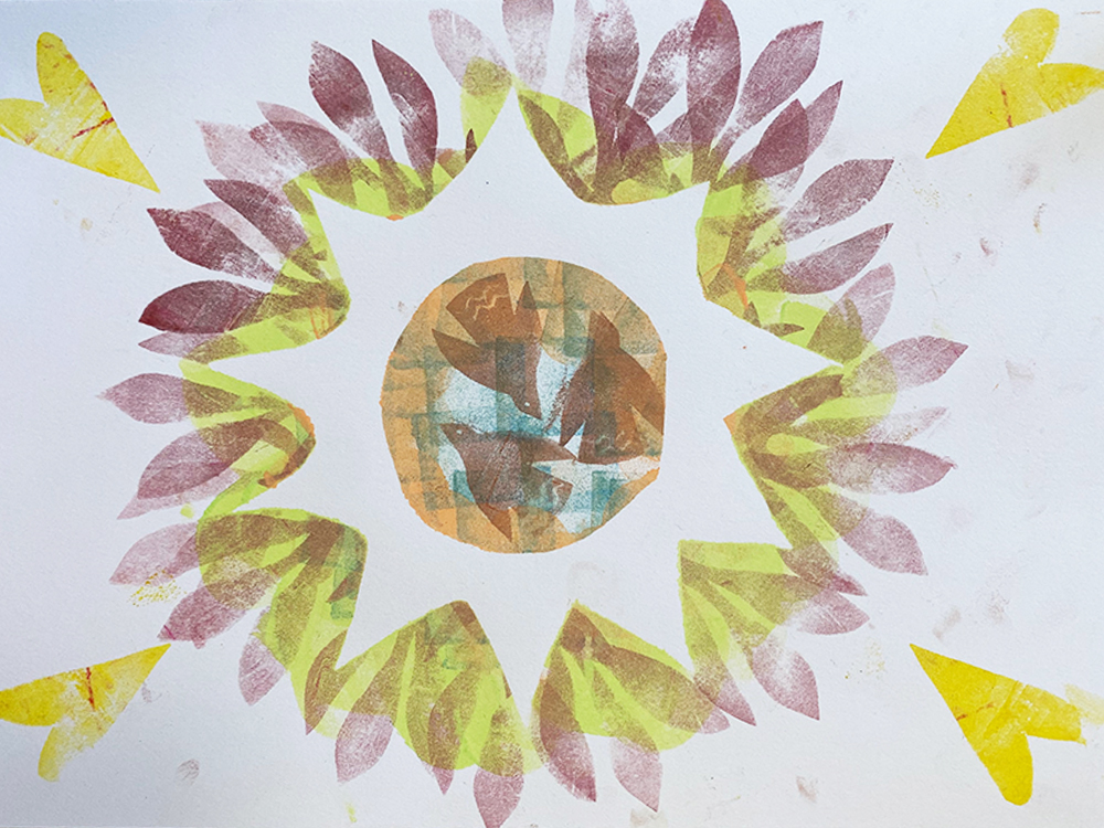 stamp printing design with birds