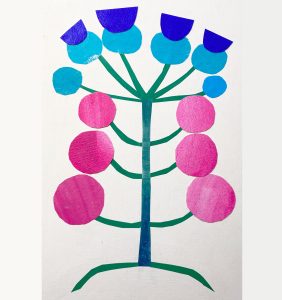 Strange berries collage from printed papers