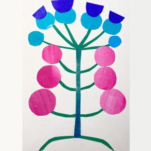 Strange berries collage from printed papers