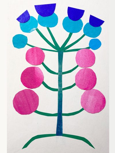 Strange berries collage from printed papers