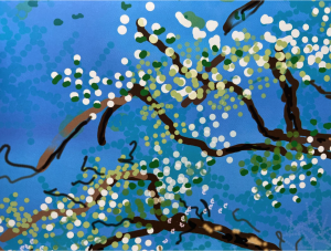 Detail of a David Hockney ipad painting, No 125, 19th March 2020