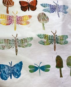 block printing butterflies